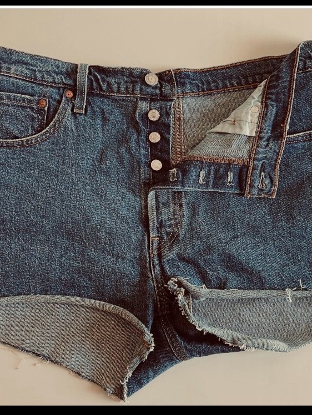 Levi's Dark Blue Denim Cutoff Shorts